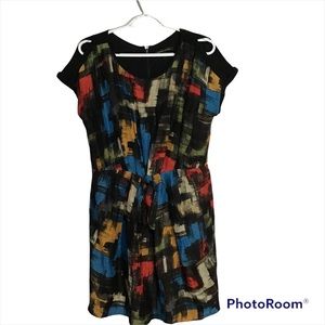 Cynthia Steffens Linen/Silk Blend Short Sleeve Dress with Tie Detail size M